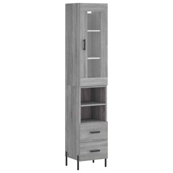 vidaXL Buffet haut Sonoma gris 34,5x34x180 cm Bois d'ing&eacute;nierie