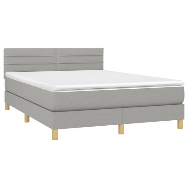 vidaXL Sommier &agrave; lattes de lit avec matelas Gris clair 140x190cm Tissu