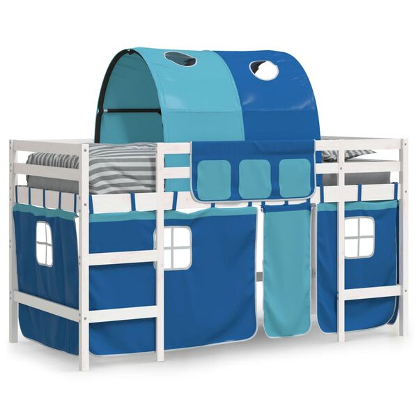 vidaXL Lit mezzanine enfants avec tunnel sans matelas bleu 90x190 cm