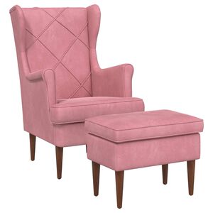 vidaXL Fauteuil avec pouf 2 pc Rose Velours