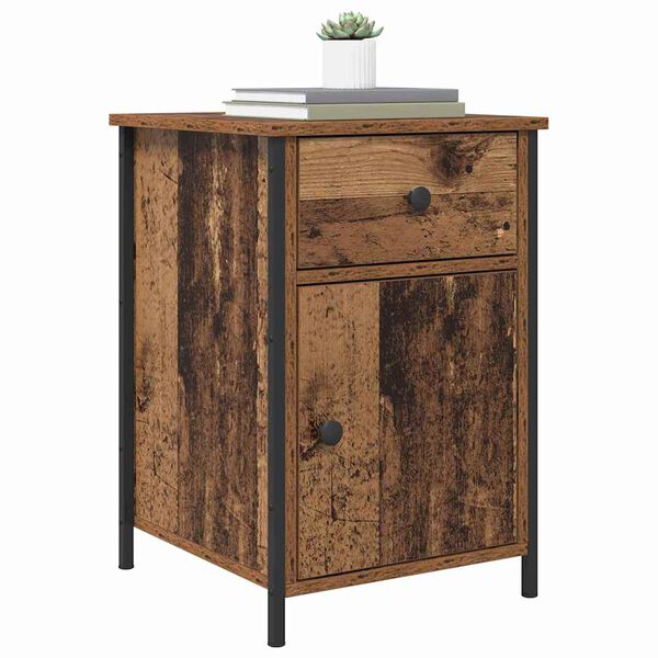 vidaXL Cabinet de chevet avec tiroir 2 pcs Bois ancien 40 x 42 x 60 cm