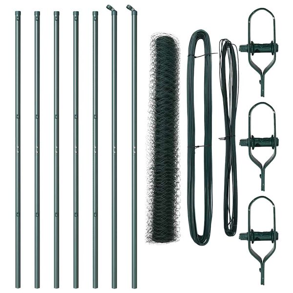 vidaXL Cl&ocirc;ture avec poteaux Vert 1 x 10 m Acier recouvert de PVC