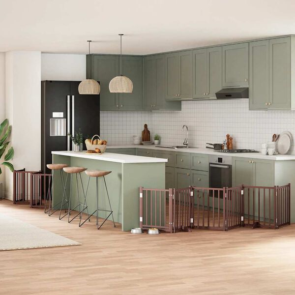 vidaXL Barri&egrave;re pour chien porte pliable 15 panneaux bois de peuplier