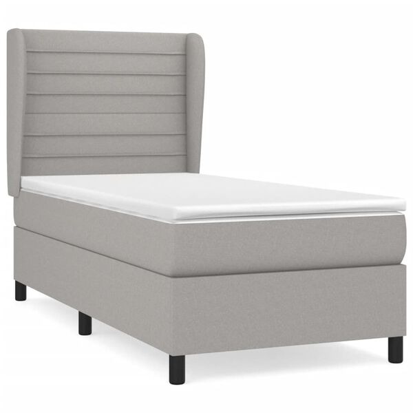 vidaXL Sommier &agrave; lattes de lit avec matelas Gris clair 100x200cm Tissu