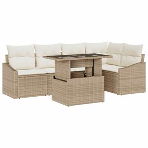 vidaXL Ensemble de canap&eacute; de jardin 6 pc Beige et cr&egrave;me
