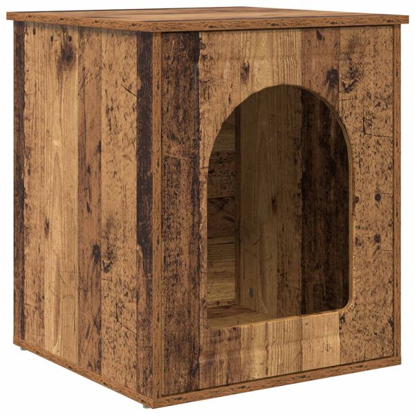 vidaXL Maison pour chat Bois ancien 53 x 52 x 62 cm Bois d'ing&eacute;nierie