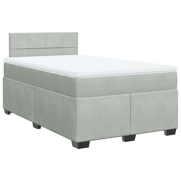 vidaXL Sommier &agrave; lattes de lit et matelas gris clair 120x190cm velours