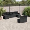 vidaXL Salon de jardin 9 pcs avec coussins noir résine tressée