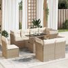 vidaXL Salon de jardin avec coussins 9 pcs beige r&eacute;sine tress&eacute;e