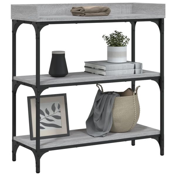 vidaXL Table console avec &eacute;tag&egrave;res sonoma gris 75x30x80 cm