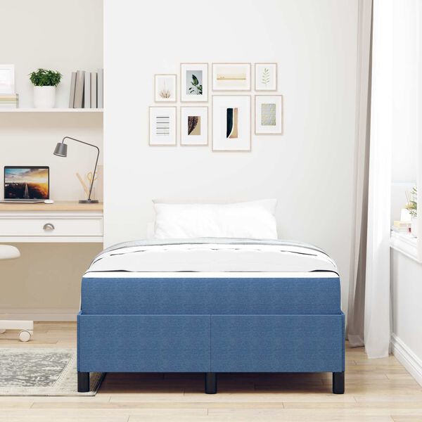 vidaXL Cadre de lit avec matelas Bleu 120 x 200 cm tissu