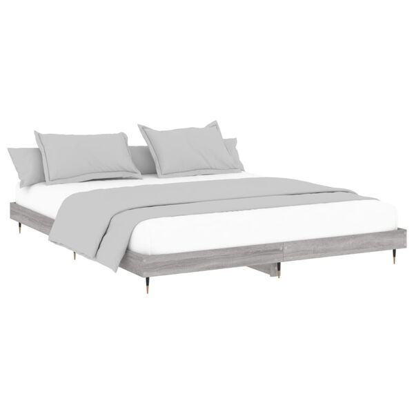 vidaXL Cadre de lit sans matelas sonoma gris 200x200 cm