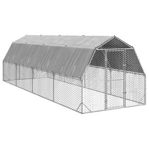 vidaXL Poulailler avec toit 2,5x8x2,25 m acier galvanis&eacute;