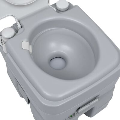 vidaXL Toilette portable de camping Gris 20+10 L