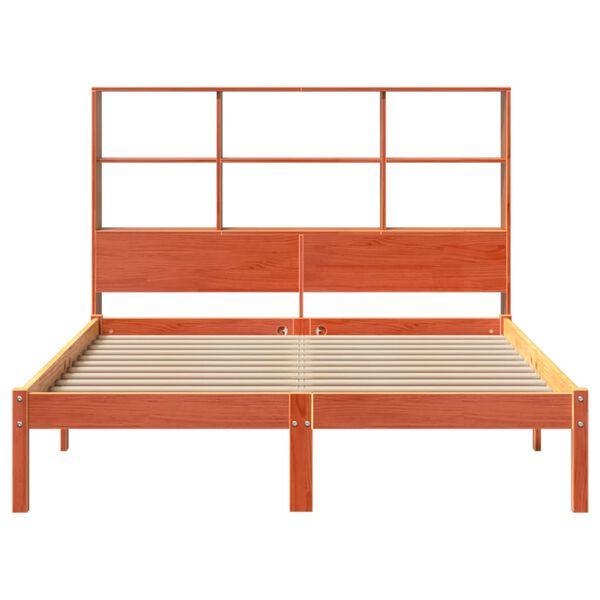 vidaXL Lit bibliothèque sans matelas cire marron 120x200 cm pin massif