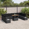 vidaXL Ensemble de canap&eacute; de jardin 11 pcs Noir Poly rotin