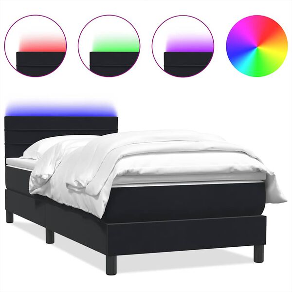vidaXL Sommier &agrave; lattes de lit avec matelas et LED noir 100x210 cm velours