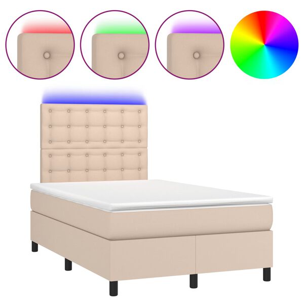 vidaXL Sommier &agrave; lattes de lit avec matelas LED cappuccino 120x190 cm