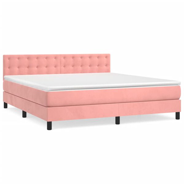 vidaXL Sommier &agrave; lattes de lit avec matelas Rose 160x200 cm Velours