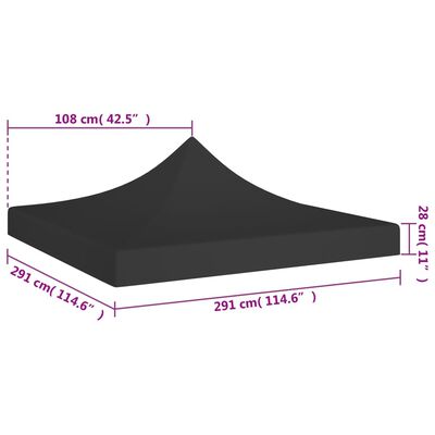 vidaXL Toit de tente de réception 3x3 m Noir 270 g/m²