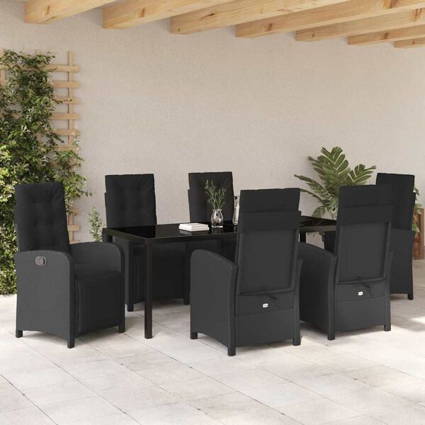 vidaXL Ensemble de salle &agrave; manger pour jardin 7 pcs Noir polyrotin