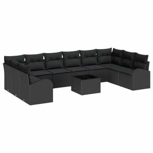 vidaXL Ensemble de canap&eacute; de jardin 11 pc Noir polyrotin