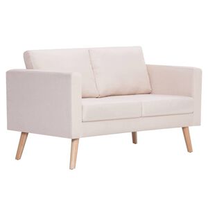 vidaXL Canap&eacute; &agrave; 2 places Tissu Cr&egrave;me