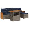 vidaXL Salon de jardin avec coussins 6 pcs gris r&eacute;sine tress&eacute;e acacia