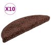 vidaXL Tapis d'escalier 10 pi&egrave;ces 56 x 17 x 3 cm Marron Demi-rond
