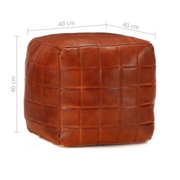 vidaXL Pouf 40 x 40 x 40 cm Brun roux Cuir véritable de chèvre