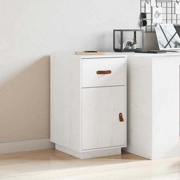 vidaXL Armoire de bureau Blanc 40x50x75 cm Bois massif de pin