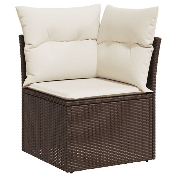 vidaXL Salon de jardin avec coussins 9 pcs marron r&eacute;sine tress&eacute;e