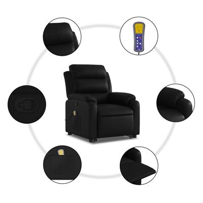 vidaXL Fauteuil inclinable de massage Noir Similicuir