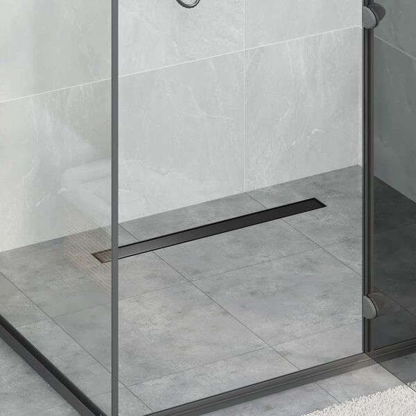 vidaXL 2 en 1 Drain de Douche Noir 80 cm Acier Inox 304
