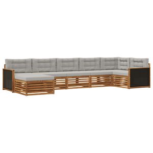 vidaXL Ensemble de canap&eacute;s d'ext&eacute;rieur 7 pc Naturel et gris clair