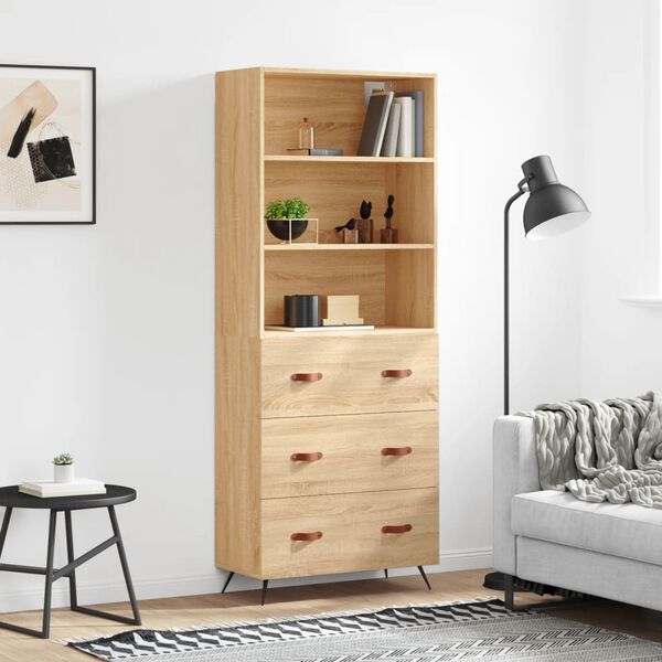 vidaXL Buffet haut Ch&ecirc;ne sonoma 69,5x34x180 cm Bois d'ing&eacute;nierie