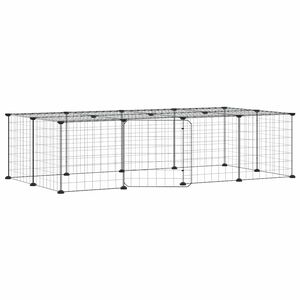 vidaXL Cage animaux de compagnie &agrave; 20 panneaux et porte Noir 140x70x35 cm