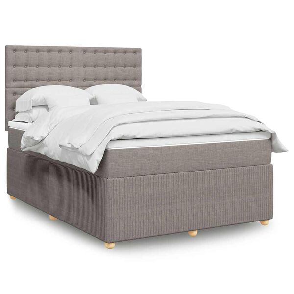 vidaXL Sommier &agrave; lattes de lit avec matelas Taupe 160x200 cm Tissu