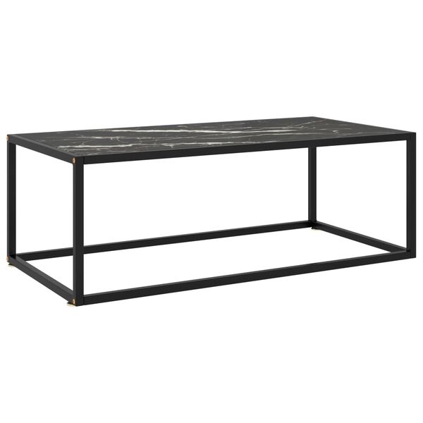vidaXL Table basse Noir avec verre marbre noir 100x50x35 cm