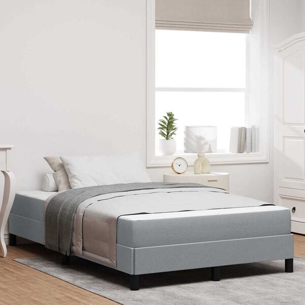 vidaXL Lit &agrave; ressorts avec matelas Gris clair 120 x 190 cm tissu