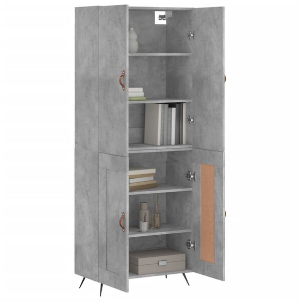 vidaXL Buffet haut Gris b&eacute;ton 69,5x34x180 cm Bois d'ing&eacute;nierie