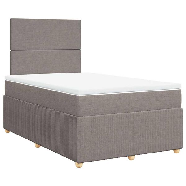 vidaXL Sommier &agrave; lattes de lit avec matelas taupe 120x190 cm tissu