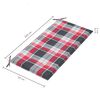 vidaXL Banc de jardin avec coussin &agrave; carreaux rouge 112 cm Teck massif