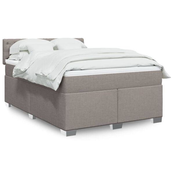 vidaXL Sommier &agrave; lattes de lit avec matelas Taupe 140x200 cm Tissu