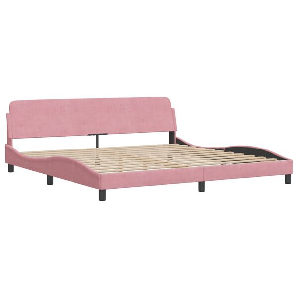 vidaXL Lit avec matelas rose 200x200 cm velours