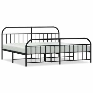 vidaXL Cadre de lit m&eacute;tal sans matelas avec pied de lit noir 193x203cm
