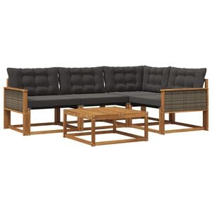 vidaXL Ensemble de canap&eacute;s d'ext&eacute;rieur 5 pcs Naturel et noir