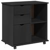 vidaXL Cabinet roulant 63,5 x 39 x 65,5 cm Bois de Pin Massif Noir