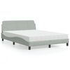 vidaXL Lit avec matelas Dover gris clair 140x190 cm velours