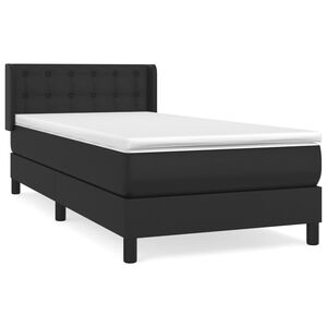 vidaXL Sommier &agrave; lattes de lit avec matelas Noir 90x190 cm Similicuir
